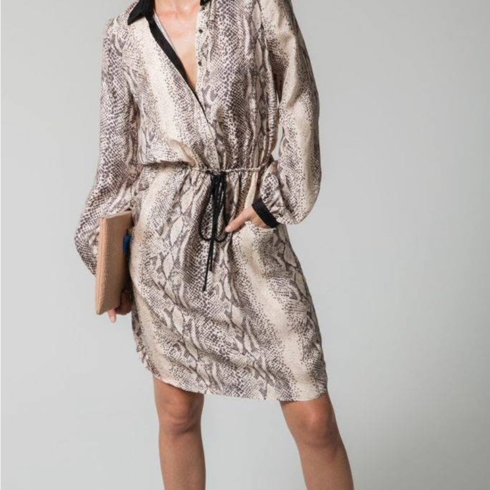 Chic Snakeskin Print Shirtdress